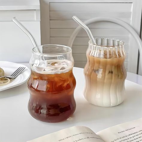 PRICES MAY VARY. PREMIUM MATERIAL: The clear bubble drinking glasses are made of high borosilicate glass, thick and durable, perfect for both warm and cold drink, resist cracking and shattering 2PCS CLEAR GLASS CUPS: Our stripe glass coffee mugs are available in 3 styles, （500ml，350ml， 430ml）, if you have any questions, please feel free to contact us, we will give you the most satisfactory solution! EASY TO CLEAN: The ripple drinking glasses has a smooth rim with wide opening for easy access, ma Kopi Ais, العصور الوسطى, Cawan Kopi, Glass Cup Set, Vintage Drinking Glasses, Coffee Glasses, Eid Al-adha, Glassware Drinking, Drinkware Sets