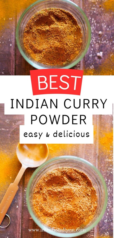 diy curry powder in glass bowls Curry Masala Powder, Diy Curry Powder, Curry Powder Recipes Easy, Red Curry Powder Recipe, Curry Spice Mix Recipes, Curry Seasoning Spice Mixes, Indian Curry Powder Recipes, How To Make Curry Powder, Mild Curry Powder Recipe