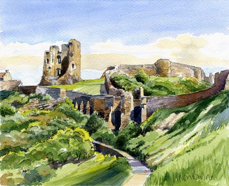 Scarborough Castle – Neil Pearson Illustration Bristol Poster, Scarborough Castle, Whitby England, English Castles, Tower House, Houses For Sale, Real Estate Services, Contemporary Artwork, Colorful Drawings