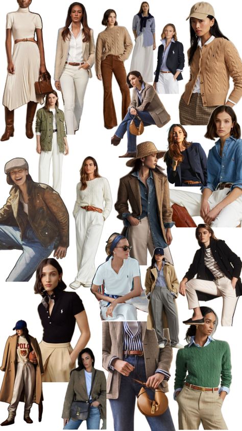 Countryside Outfit, Ralph Lauren Fall, Stylish Outfits For Women Over 50, Outfit Collage, Business Casual Outfits For Work, Ralph Lauren Style, Classic Style Women, Ralph Lauren Outfits, Wardrobe Style