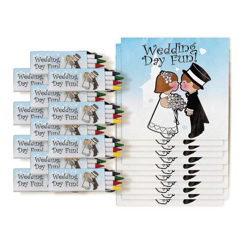 PRICES MAY VARY. Make your wedding fun for everyone! These coloring books and crayons are ideal for your celebration kids' activity table Keep the little ones busy while the grownups mix and mingle! Put them in favor bags for the youngsters - children love taking them home to complete. 12 Sets (1 dozen) Each set includes one book and one box of 4 crayons. Size: 5" x 5" 20 pags. Safe and non-toxic. Wedding Favors For Kids, Wedding Activity, Express Store, Kids Wedding Activities, Kids Activity Table, Party Giveaways, Wedding Activities, Kids Activity Books, Activity Books