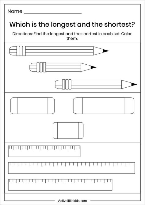 Free long and short worksheets for preschool. Long Short Worksheet Preschool, Long And Short Worksheet Preschool, Long Longer Longest Worksheet, Long And Short Activities Preschool, Long And Short Worksheet, Measurement Preschool, Capacity Worksheets, Class 1 Maths, Different Learning Styles