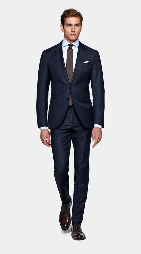 Navy Blue 3 Piece Suit, Mens Navy Suit, Terno Slim, Suits Outfits, Cashmere Suit, Suit Supply, Boss Suits, Italian Suit, Custom Made Suits