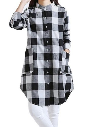 50 Different Types of Kurti Designs for Women in 2018 | Styles At Life Open Shirt Design, Shirt Style Kurti, Kurti Designs For Women, Women Shirt Designs, Plaid Tunic Dress, Cotton Tops Designs, New Kurti Designs, Simple Kurta Designs, Open Shirt