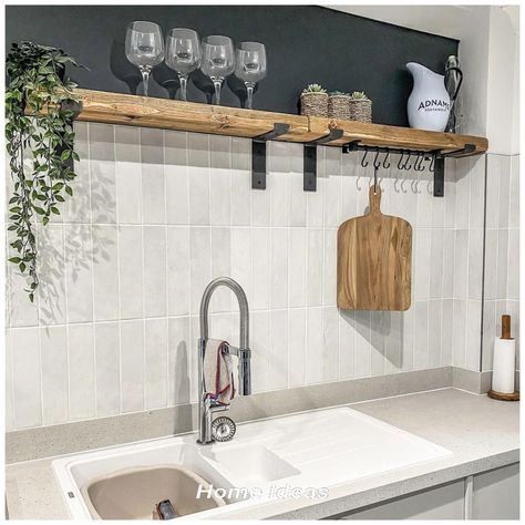 Elevate Your Home: Modern Kitchen Ceiling Designs Ideas Tile Splashback Kitchen, Modern Kitchen Ceiling, Wall Tiles Bathroom, Kitchen Feature Wall, Wall Tiles Kitchen, Brick Wall Tiles, Kitchen Splash Back, White Brick Wall, Tile Splashback