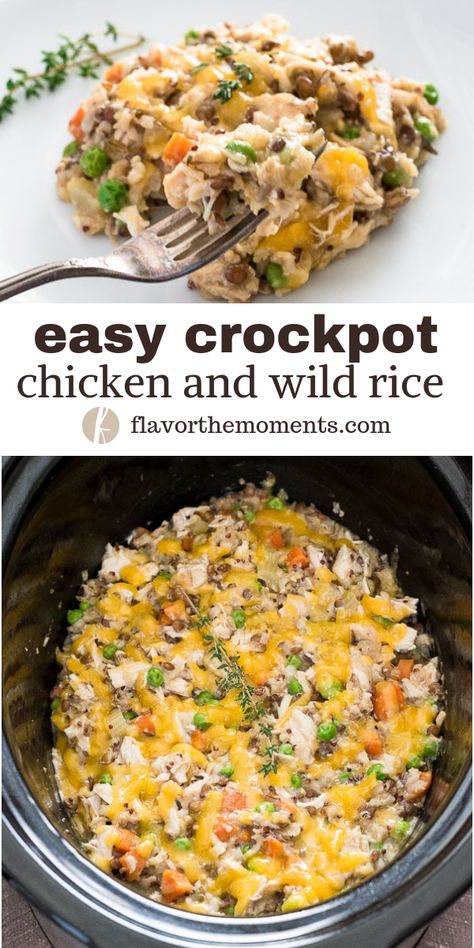 Wild Rice In Crockpot, Wild Rice Crockpot Recipes, Recipes Using Wild Rice, Crockpot Chicken And Wild Rice, Crockpot Rice Recipes, Gf Dinners, Chicken Wild Rice Casserole, Crockpot Foods, Wild Rice Recipes