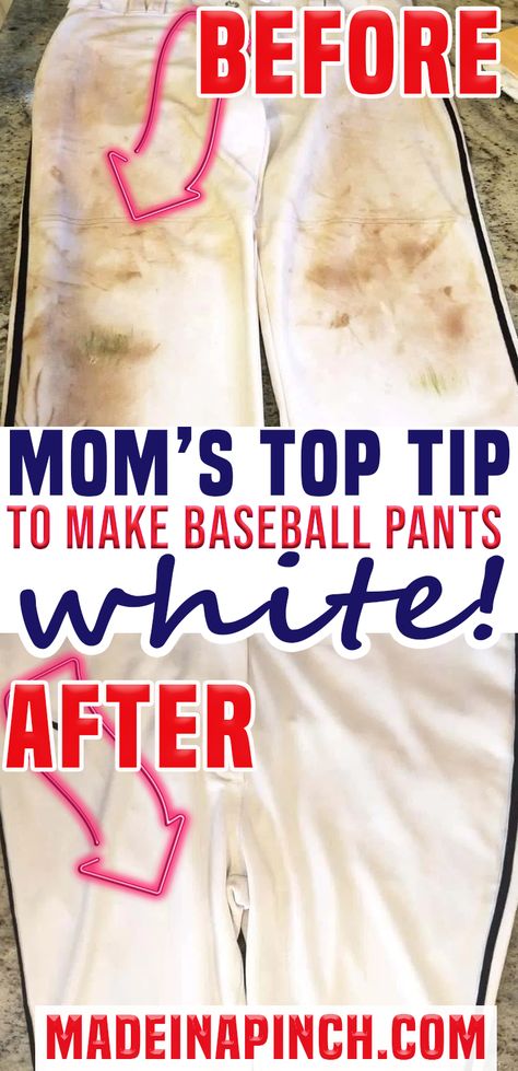 How To Clean White Sports Uniforms, How To Clean White Baseball Cap, Baseball Uniform Organization, Cleaning White Softball Pants, Grass Stains Out Of Football Pants, How To Get Baseball Pants White Again, Baseball Pants Cleaning, How To Clean White Football Pants, How To Get Stains Out Of White Baseball Pants