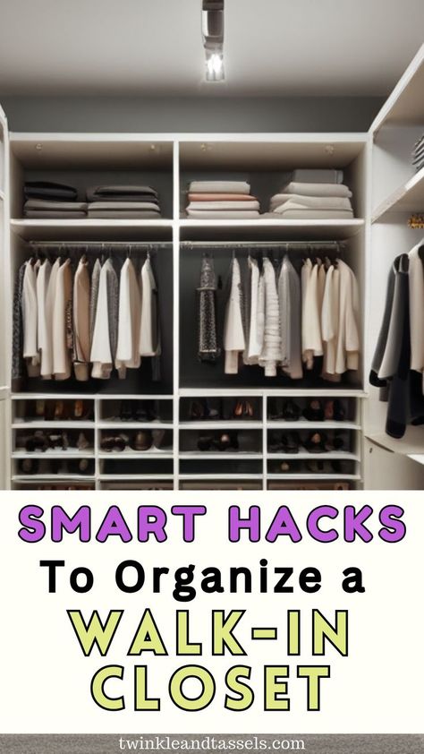 walk in closet ideas Small Walk In Closet Organization, Closet Organizing Ideas, Walk In Closet Organization, Organizing Walk In Closet, Small Walk In Closet, Closet Organization Ideas, Clutter Free Home, Home Organization Hacks, Easy Organization