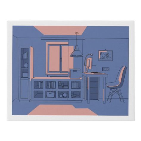 vector 3D illustration, living room Faux Canvas Print | Zazzle.com Living Room Illustration, Bedroom Illustration, Room Illustration, Bedroom Drawing, Living Room Background, Background Drawing, Simple Room, Anime Room, Simple Living Room