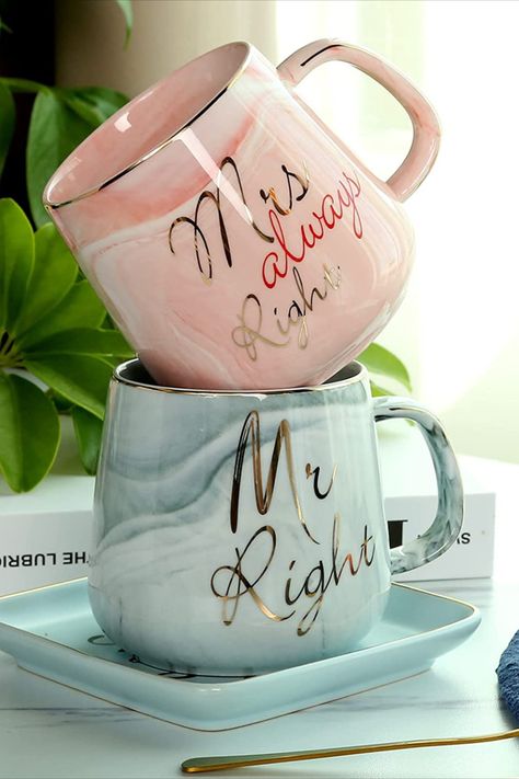 Mr Right Mrs Always Right Couple Cups Mugs - Best Wedding Gift Bridal Shower Engagement Gift Couples Mr Right Mrs Always Right, Couple Cups, Mrs Always Right, Gifts Set, Mr Right, Couple Mugs, Valentine Day Special, Cups And Mugs, Bridal Shower Gifts