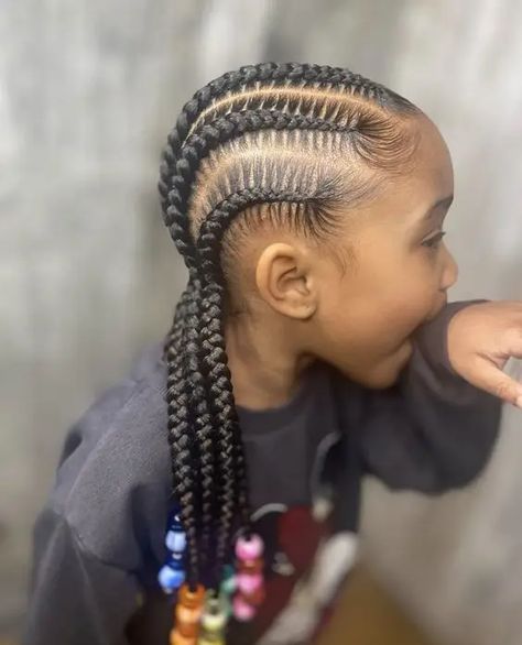 Kiddies Braid Hairstyles: 40 Stylish Ideas to Beautify Your Daughter Kid Straight Back Braids, Braids On Little Black Girls, Cute Kids Hairstyles Braids, Braids Little Black Girls For Kids, Cornrows Kids Girl Hairstyles, Cornrow Styles For Girls Black Kids, Feed In Braids Hairstyles For Kids, Kid Stitch Braids, Black Hairstyles Braids For Kids