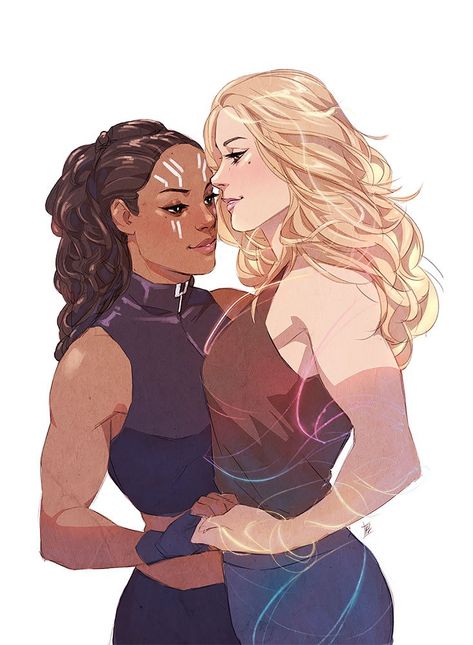 Carol/Valkyrie Bi Lesbian Flag, Captain Marvel Costume, Marvel Couples, Captain Marvel Carol Danvers, Carol Danvers, Lesbian Flag, Marvel Fan Art, Jude Law, Dc Movies