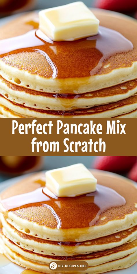 Learn how to make the perfect pancake mix from scratch! This recipe creates light, fluffy pancakes that everyone will love. Disney Pancakes Recipe, Recipe For Pancakes From Scratch, 1 Person Pancake Recipe, Perfect Pancakes Recipe, How To Make Pancake Mix From Scratch, Premade Pancake Mix Recipes, Best Pancakes From Scratch, Pancake Recipe No Baking Soda, How To Make Pancake Batter