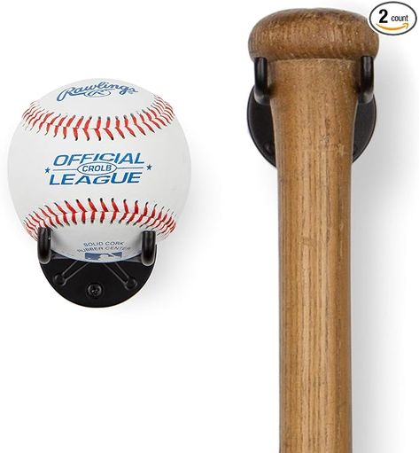 Amazon.com : Wallniture Sporta Baseball Holder, Baseball Bat Wall Mount Display Stand for Man Cave Decor, Sports Memorabilia Ball Storage Rack Set of 2 Black : Sports & Outdoors Baseball Bat Wall Mount, Baseball Bat Holder, Baseball Bat Rack, Baseball Bat Display, Baseball Holder, Bat Display, Memorabilia Display, Baseball Accessories, Baseball Display