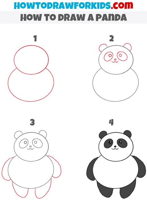 Step By Step Panda Drawing, How To Draw For Kindergarten, Easy Drawings For Kindergarten, Simple Zoo Animal Drawings, Easy To Draw Animals Step By Step, How To Draw Kindergarten, Zoo Animal Drawings Easy, Step By Step Drawing For Kindergarten, Panda Drawing Easy Step By Step