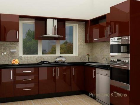 Kitchen Decor Indian Modular Kitchen Design, Maroon Kitchen, Inexpensive Kitchen Cabinets, Latest Modular Kitchen Design, Kitchen Design Images, Modular Kitchen Cabinets, Cheap Kitchen Cabinets, Kitchen Modular, Kitchen Cupboard Designs