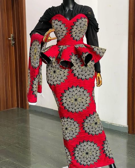 Best and Latest Gown Styles for Ankara Print. - Ladeey Skirt And Blouse Ankara Styles For Women, Latest Peplum Styles, Shawarma Burger, Ankara Peplum Dress, Ankara Peplum Blouse And Skirt, Peplum Blouse And Skirt, Elegant Asoebi Styles, Beautiful Ankara Skirt And Blouse, Styles For Ankara