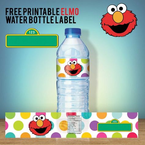 FREE Printable Sesame Street Water Bottle Labels – Our Best Collections | FREE Invitation Templates - Drevio Sesame Street Party Favors, Sesame Street Birthday Party Ideas Boy, Elmo Birthday Party Boy, Water Bottle Labels Free, Elmo Birthday Invitations, Elmo First Birthday, Timmy Time, Printable Water Bottle Labels, Water Bottle Labels Template