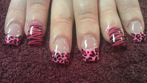 . Nails Gel Square, Nail Art Designs Simple, Zebra Print Nails, Cheetah Print Nails, Black Nails With Glitter, Zebra Nails, Retro Nails, Home 2023, Leopard Prints