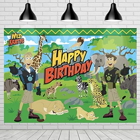 Treasures Gifted Officially Licensed Wild Kratts Birthday Party Supplies - Wild Kratts Backdrop 4.25ft x 6ft Happy Birthday Backdrop - Wild Kratts Birthday Banner - Wild Kratts Party Decorations Peppa Pig Party Decorations, Wild Kratts Birthday Party, Wild Kratts Party, Rainbow Unicorn Birthday Party, Happy Birthday Backdrop, Pig Birthday Party, Peppa Pig Birthday Party, Rainbow Unicorn Birthday, Wild Kratts