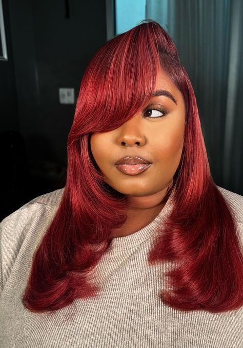 Red Wig Layers, Red Lace Wig Black Women, Red Frontal Bob, Color Wigs For Black Women, Wig Layers, Red Frontal, Frontal Bob, Red Hairstyles, Lirika Matoshi