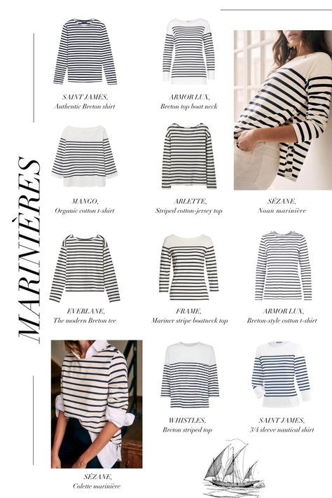 11 Best Breton-Striped Shirts For Women - Leonce Chenal Womens Striped Shirt Outfit, Breton Stripes Outfit Parisian Chic, Mariniere Outfit, Blue White Striped Shirt Outfit, How To Style Striped Shirt, Stripe Top Outfit, Breton Stripes Outfit, Striped Tshirt Outfits, Stripe Shirt Outfit