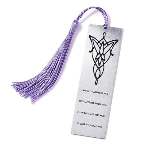 PRICES MAY VARY. Lord of the Rings Merchandise - This unique bookmark is specially designed for LOTR fans or collectors, engraved with "I would rather spend one lifetime with you, than face all the ages of this world alone" and unique design using the logo of the evenstar. This bookmark is definitely a meaningful gift or collectible. Good Quality and Durable - The bookmark is made of 314L stainless steel, and will not rust. The text and patterns are engraved by deep corrosion, which is very clea Lotr Bookmark, Lord Of The Rings Bookmark, Lord Of Rings, Beautiful Bookmarks, Lord Of, Index Dividers, Merch Collection, Perfect Gift For Boyfriend, Unique Bookmark