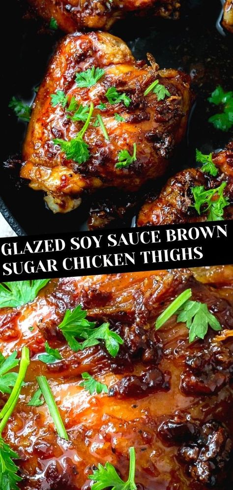 Brown Sugar Chicken Thighs, Chicken Thighs Crockpot, Asian Marinade For Chicken, Chicken Thighs Boneless Skinless, Chicken Thighs In Oven, Recipes Chicken Thighs, Healthy Chicken Thigh Recipes, Garlic Brown Sugar Chicken, Recipes With Soy Sauce