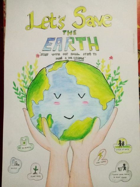 Clean Earth Green Earth Poster, Save Our Planet Posters, Poster Tentang Bumi, Poster Menjaga Bumi, Environment Poster Ideas, Poster Cinta Tanah Air, Earth Poster Making, Save Our Earth Poster, Save The Earth Poster Drawing