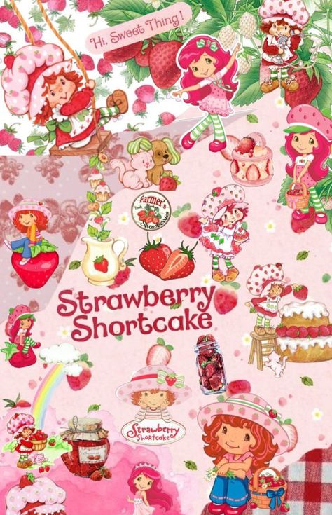 Straberryshortc Wallpaper, Strawberry Shortcake Halloween Costume, Strawberry Shortcake Costume, Strawberry Shortcake Cartoon, Short Cake, Strawberry Shortcake Characters, Hello Kitty Drawing, Sanrio Wallpaper, Collage Background