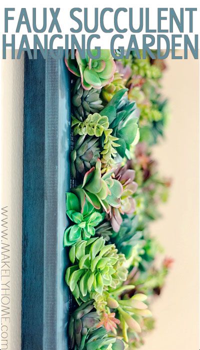 Love the look of succulent hanging gardens but have two black thumbs? Try your hand at this DIY version using fake succulents. Succulent Landscaping, Succulent Garden Diy, Fake Succulents, Hanging Succulents, Succulents Decor, Succulent Wall, Succulent Terrarium, Faux Succulents, Succulent Garden