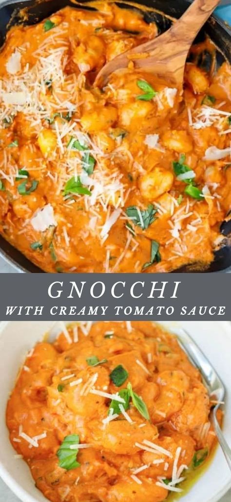 Gnocchi Recipes Sauce, Gnocchi Tomato Sauce, Gnocchi Sauce, Tomato Paste Recipe, Gnocchi Recipes Easy, Gnocchi Pasta, Creamy Tomato Pasta, Cream Pasta, Potato Gnocchi