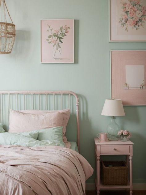 Girls Bedroom Green, Green Girls Rooms, Mint Green Bedroom, Lilac Bedroom, Teenagers Bedroom, Mint Green Rooms, Mint Bedroom, Cloud Bedroom, Girls Bedroom Paint