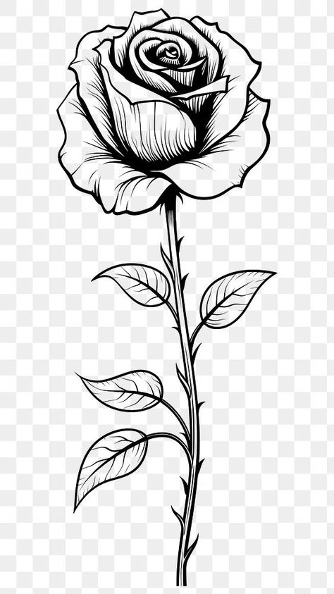 Rose Black And White Drawing, Black And White Rose Drawing, Rosé Bnw, Rose Black And White, Drawn Rose, Cool Tattoo Drawings, Rose Sketch, Rosé Black And White, Drawing Black