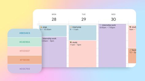 Gmail Calendar Color Scheme, Google Calendar Aesthetic Hex Codes, Google Productivity, Coding Notes, Macbook Hacks, Peach Color Schemes, Google Agenda, Apple Calendar, Study Plans