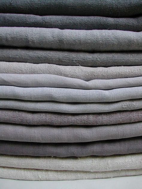 under no obligation. stack of gray linens Kain Linen, Textil Design, Linens And Lace, Dyed Linen, 50 Shades Of Grey, Fifty Shades Of Grey, Gray Linen, Color Textures, Shades Of Grey