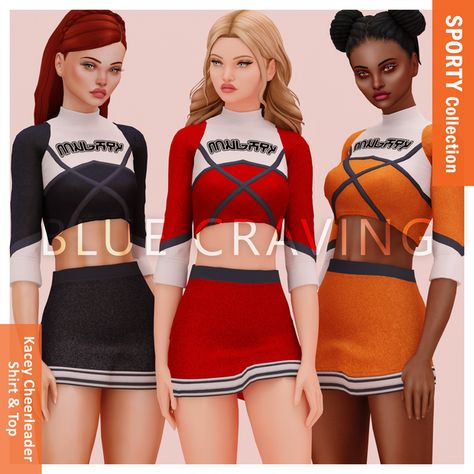 Sims 4 Cc Patreon, Cc Patreon, Sims 4 Patreon, Cheerleading Shirts, Latina Outfit, Pelo Sims, 2000s Clothes, Cheerleading Outfits, Sims 4 Cas