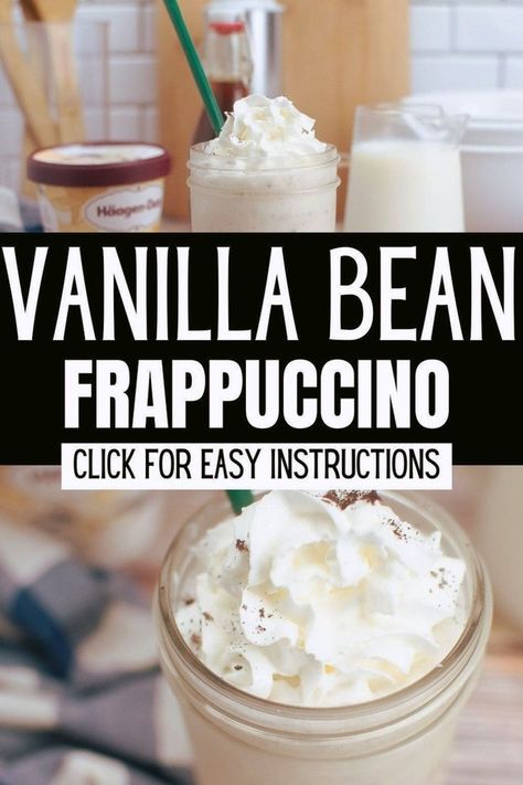 Discover how to make a creamy, dreamy Starbucks Vanilla Bean Frappuccino at home. This easy copycat recipe uses simple ingredients like vanilla ice cream and milk, giving you that classic vanilla bean flavor. Perfect for a refreshing treat, this homemade Frappuccino will save you time and money. Indulge in the deliciousness of this Starbucks favorite right in your kitchen. Vanilla Bean Frappachino Recipe, Vanilla Frappuccino Recipe, Vanilla Bean Frappachino, Vanilla Bean Frappuccino Recipe, Starbucks Vanilla Bean, Copycat Recipes Desserts, Starbucks Vanilla Bean Frappuccino, Vanilla Bean Frappuccino, Vanilla Frappuccino