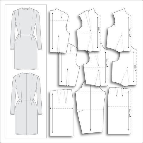 PRICES MAY VARY. [Pattern Blocks] Basic Flat Pattern Templates without seam allowances. Use as Base Patterns to draft original designs. [Basic Dress 9 Piece Set] Includes 2 Dart and 1 Dart Front Bodices (Shoulder and Waist, Waist only). Includes 2 Bodice Fit Variations - Sleeved and Sleeveless. See product description for complete Piece List. [Printed Pattern] Pattern comes as a full size printout on 36” wide plotter paper, folded and mailed to you in a shipping envelope. [Sizes 4-18 Included] S Fashion Flats Template, Corset Bodice Pattern, Women Shirt Pattern, Sewing Skirts Patterns, Designer Dress Sewing Patterns, Basic Shirts Pattern, Sewing Knowledge, Stylish Sewing Patterns, Sewing Darts