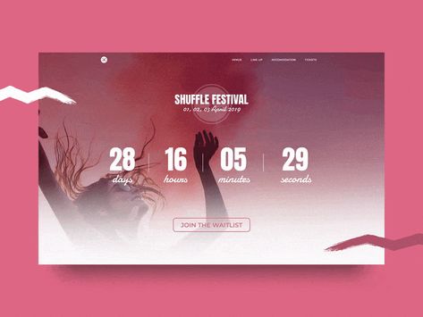 Music Festival Countdown by Kiara Oliver on Dribbble Music Festival Website Design, Music Festival Website, Countdown Website, Festival Website Design, Festival Websites, School Website Templates, Festival Website, Event Countdown, Bar Website