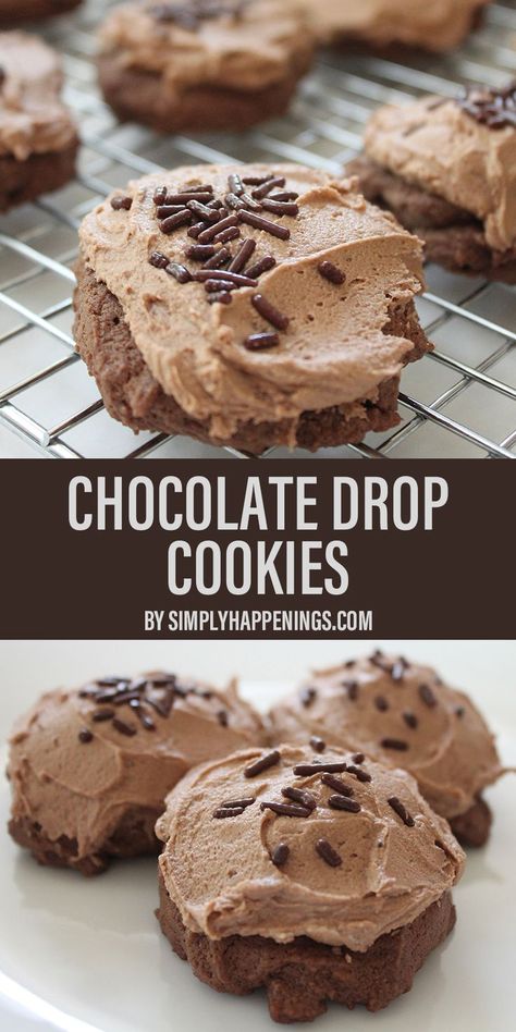 Chocolate Drop Cookies, Xmas Cookie, Drop Cookie Recipes, Food Blogging, Cookie Brownie Bars, Chocolate Buttercream Frosting, Crinkle Cookies, Chocolate Sprinkles, Drop Cookies