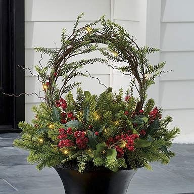 Berry and Vine Urn Filler Outdoor Christmas Planters, Christmas Urns, Halo Glow, Holiday Planter, Winter Planter, Christmas Pots, Christmas Flower Arrangements, Christmas Planters, Flower Pots Outdoor