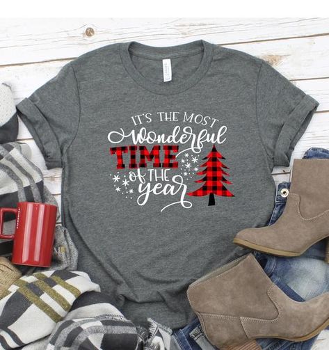 Christmas Shirt Ideas Vinyl, Christmas Shirt Ideas, Shirt Ideas Vinyl, Plaid Christmas Trees, Winter Designs, Shirts Diy, Buffalo Plaid Christmas Tree, Cricut Shirts, Christmas Tee Shirts