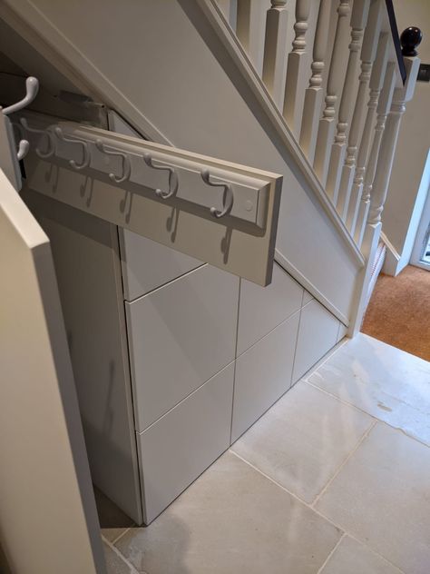 Under Stairs Storage London Hallway Coat Storage, Shoe Storage Under Stairs, Under Stairs Cupboard Storage, Stairs Storage Drawers, Under Stairs Drawers, Shoe Drawers, Stairs Pantry, Under Stairs Space, Stair Drawers