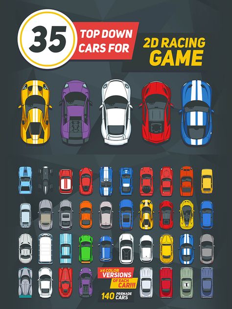 Racing Game Concept Art, Game Tilesets, Game Maker Studio, Top Down Game, Pixel Car, Game 2d, Car Game, 2d Game Art, Car Icons