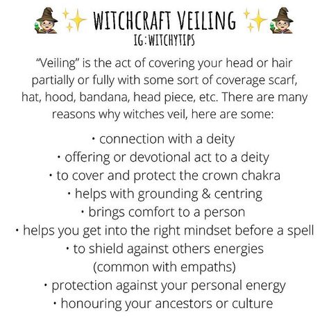 Tips for Witches Everywhere! ✨ (@witchytips) • Photos et vidéos Instagram Veiling In Witchcraft, Witch Tools, Black Magick, Witch Spirituality, Magic Spell Book, Head Coverings, Spiritual Journals, Eclectic Witch, Magick Book