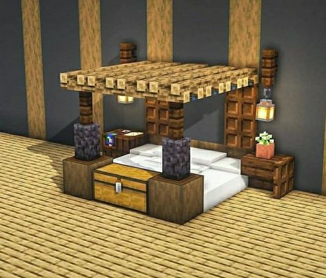 Lamp Post Aesthetic, Minecraft Room Ideas In Game, Minecraft Lamp Post, Minecraft Bed Designs, Minecraft Bed Ideas, Minecraft Lamp, Minecraft Bedding, Minecraft Bed, Case Minecraft