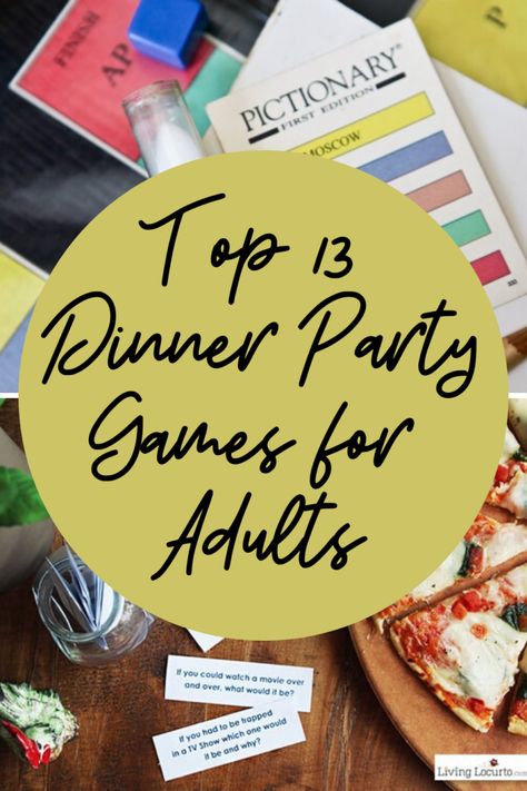 Top 13 Dinner Party Games for Adults - Fun Party Pop Clean Games For Adults, Birthday Dinner Party Games For Adults, Adult Bday Games, Fun Dinner Games For Adults, Game Night Dinner Ideas For Adults, Games To Play At A Dinner Party, Birthday Party Games For Families, Games For A Party For Adults, Games For Adults Birthday Party