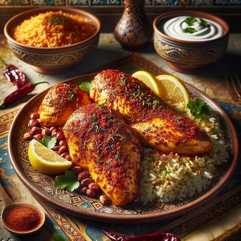 Cooking up Joy - Made with love: Sumac-Spiced Chicken: A Tangy Middle Eastern Treat Chicken Sumac Recipe, Middle Eastern Chicken Marinade, Sumac Chicken Recipes, Persian Chicken Recipe, Roast Chicken Marinade, Sumac Chicken, Sumac Recipes, Iraqi Cuisine, Middle Eastern Chicken