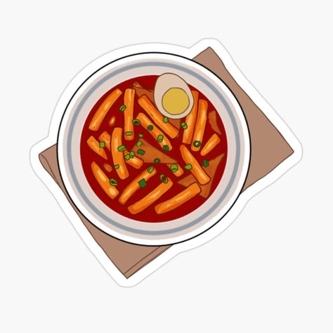 Tteokbokki Drawing, Food Stickers Printable, Korean Food Stickers, Food Drawing Easy, Seoul Vibe, Kindle Background, Drama Stickers, Yaki Soba, Ms Dhoni Wallpapers